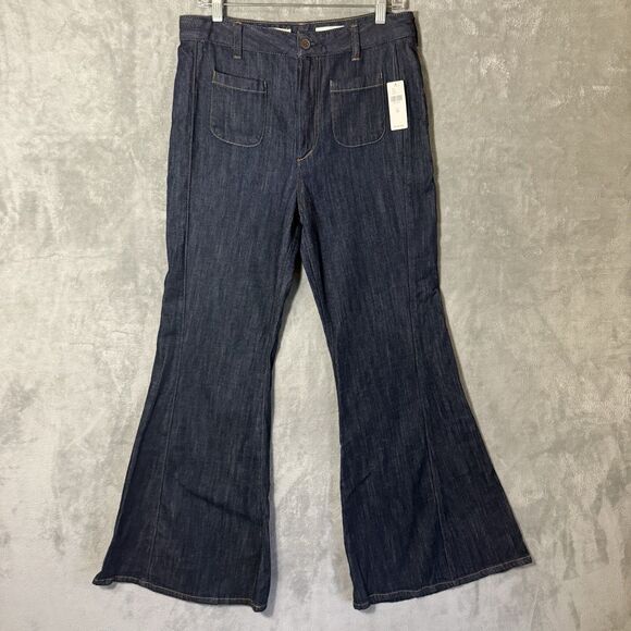 NWT Pilcro And The Letterpress Jeans 30 Flare Dark Wash Denim Anthropologie $148 - Picture 1 of 12